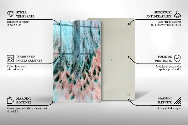 Tagliere in vetro Piume di uccelli boho