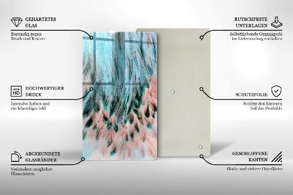 Tagliere in vetro Piume di uccelli boho