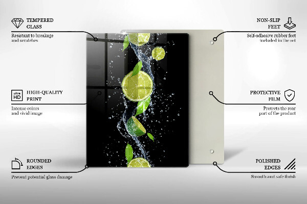 Tagliere in vetro Piume di uccelli boho