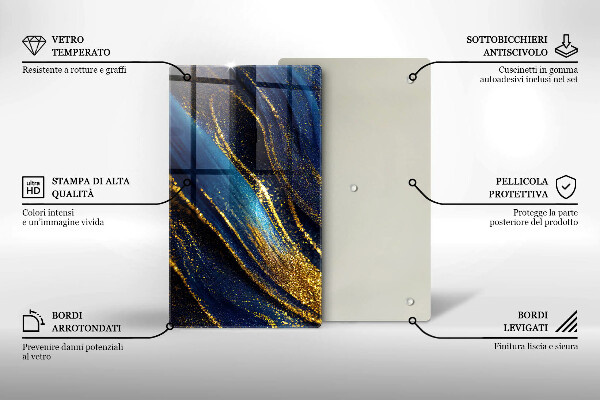 Tagliere in vetro Astrazione blu navy