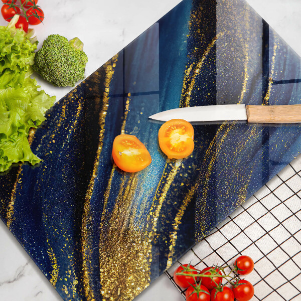 Tagliere in vetro Astrazione blu navy