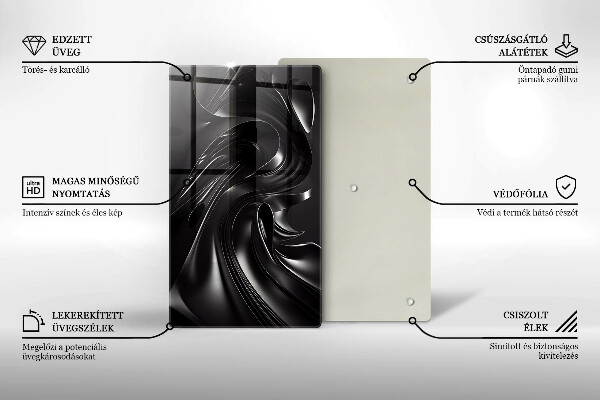 Tagliere in vetro Messa nera astratta