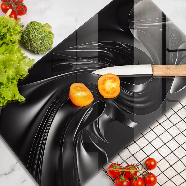 Tagliere in vetro Messa nera astratta