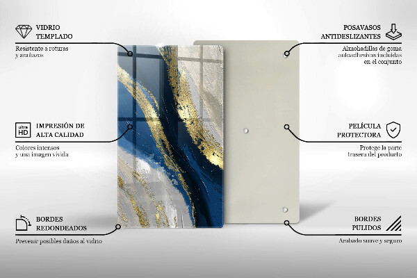 Tagliere in vetro Texture con oro