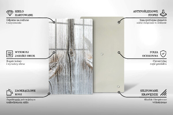 Tagliere in vetro Struttura in legno chiaro