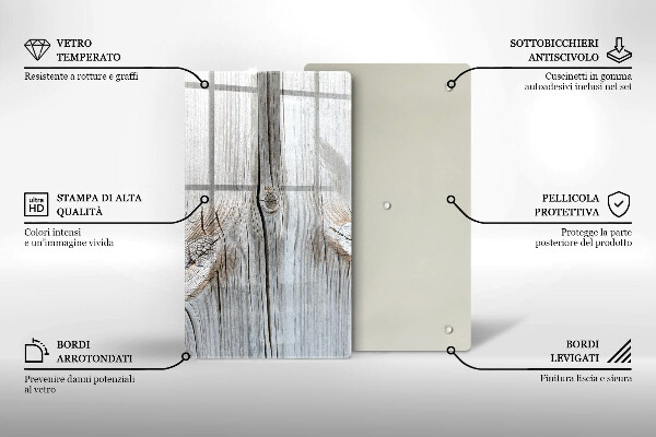 Tagliere in vetro Struttura in legno chiaro