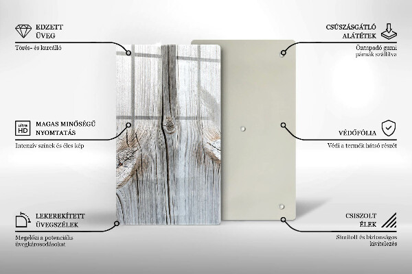 Tagliere in vetro Struttura in legno chiaro