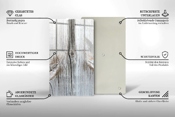 Tagliere in vetro Struttura in legno chiaro