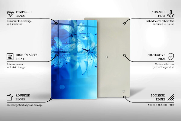 Tagliere in vetro Fiori blu