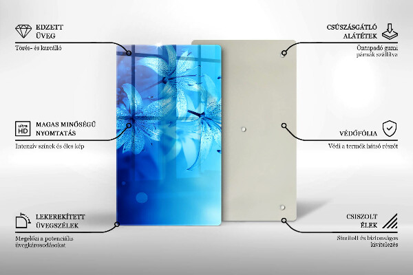 Tagliere in vetro Fiori blu