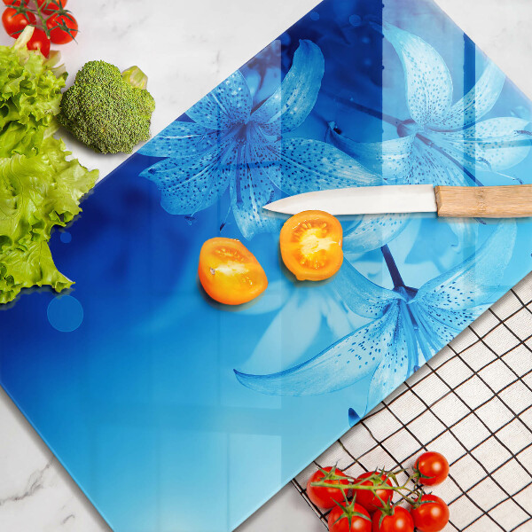 Tagliere in vetro Fiori blu