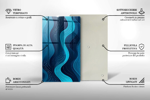 Tagliere in vetro Onde astratte