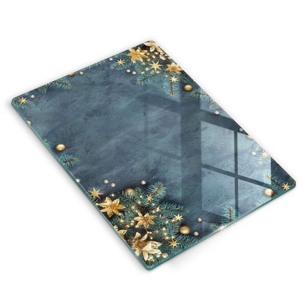 Tagliere in vetro decorazioni natalizie