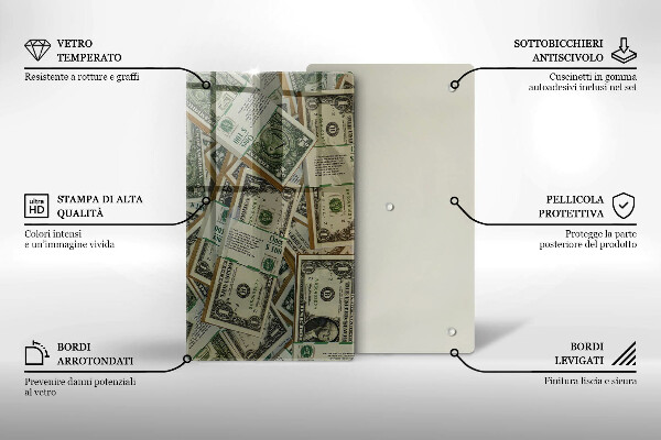 Tagliere in vetro Dollari in denaro