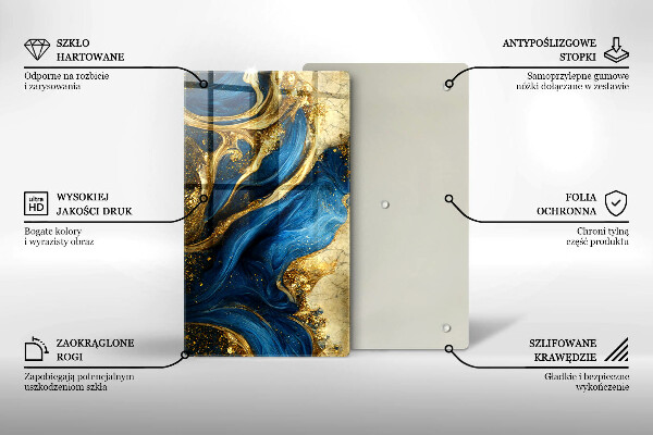 Tagliere in vetro Marmo blu e oro