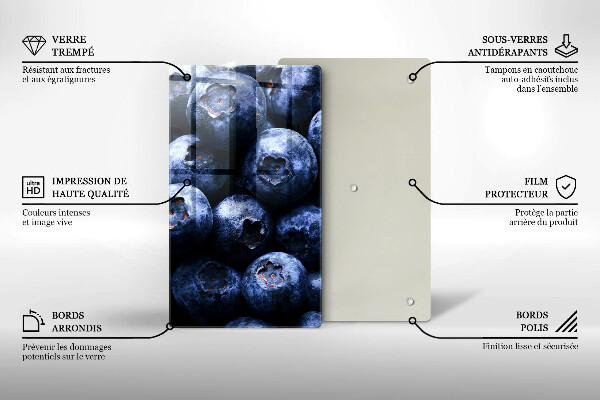 Tagliere in vetro Primo piano di frutti di bosco