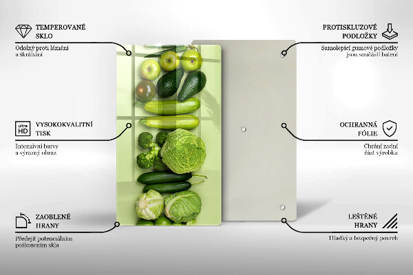 Tagliere in vetro Frutta e verdura verde