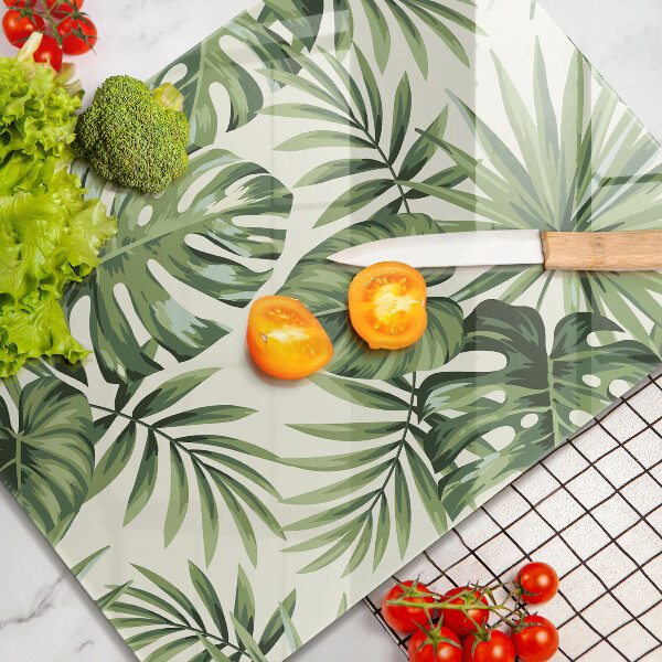 Tagliere in vetro Monstera lascia l'illustrazione