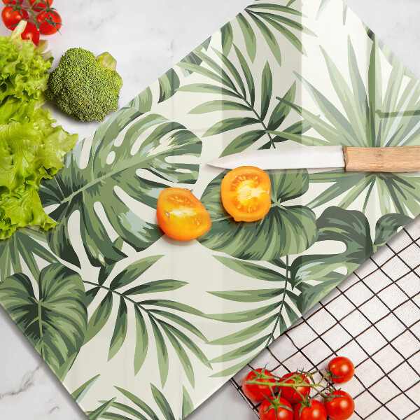 Tagliere in vetro Monstera lascia l'illustrazione