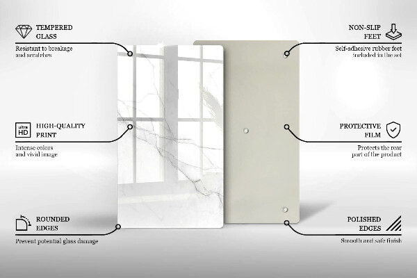 Tagliere in vetro Delicato marmo bianco