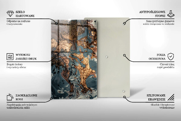 Tagliere in vetro Roccia decorativa con oro