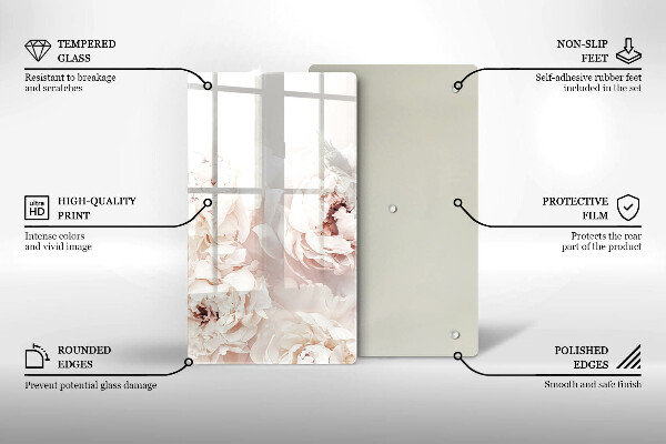 Tagliere in vetro Peonie pastello