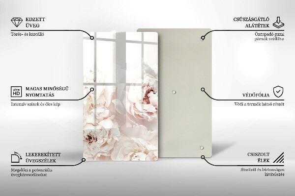 Tagliere in vetro Peonie pastello