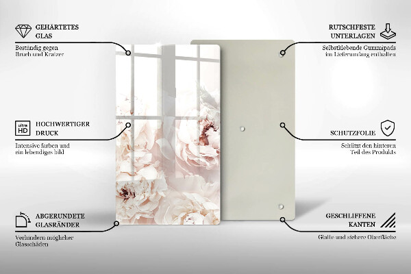 Tagliere in vetro Peonie pastello