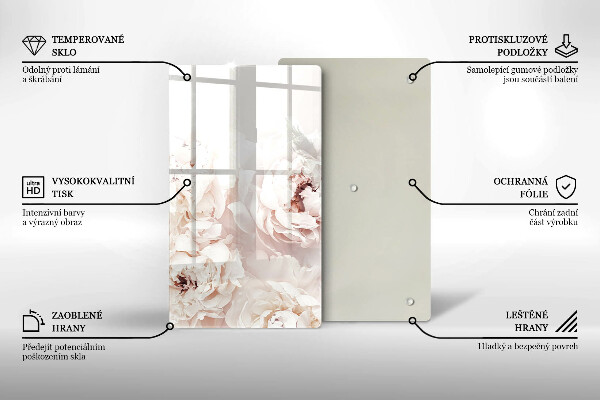 Tagliere in vetro Peonie pastello