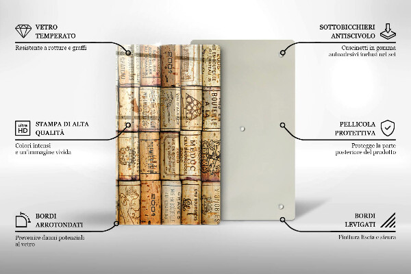 Tagliere in vetro Vecchi tappi per vino