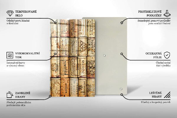 Tagliere in vetro Vecchi tappi per vino