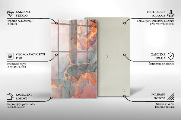 Tagliere in vetro Marmo con oro