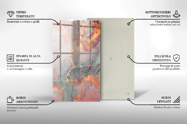 Tagliere in vetro Marmo con oro