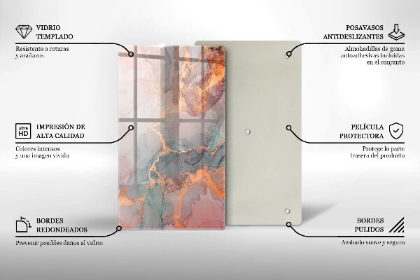 Tagliere in vetro Marmo con oro