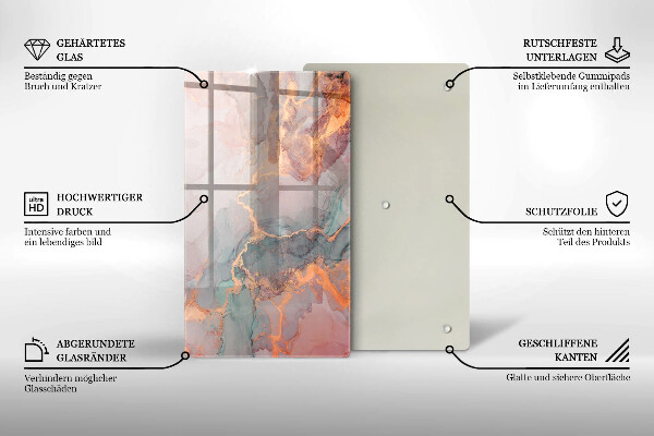 Tagliere in vetro Marmo con oro