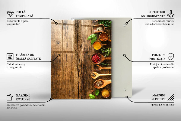 Tagliere in vetro Tavole e foglie di legno