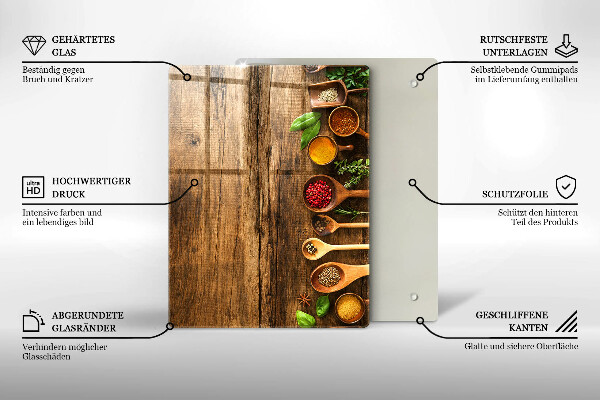 Tagliere in vetro Tavole e foglie di legno