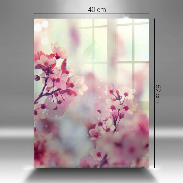 Tagliere in vetro Fiori rosa primaverili