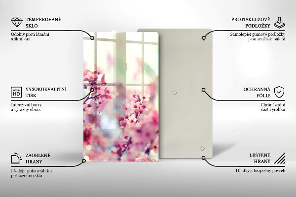 Tagliere in vetro Fiori rosa primaverili