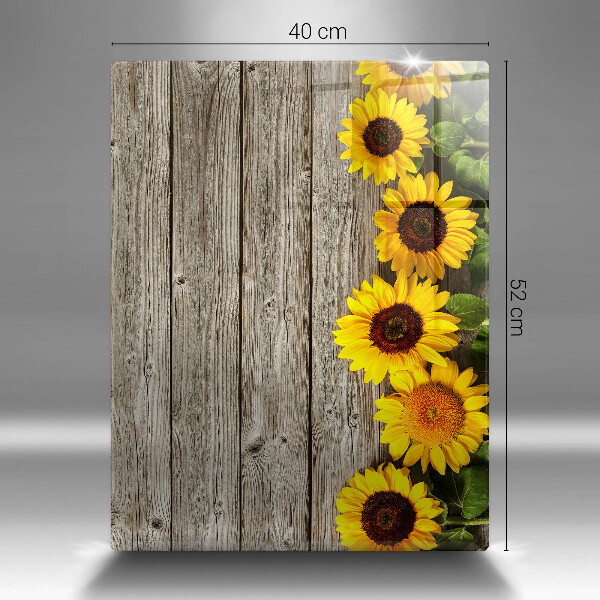 Tagliere in vetro Girasoli su tavole