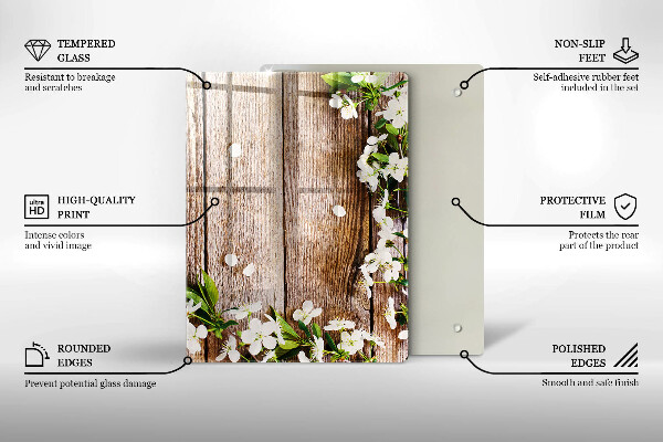 Tagliere in vetro Girasoli su tavole