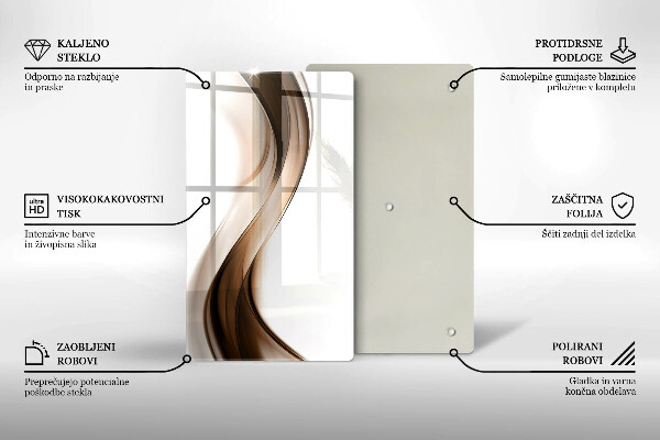 Tagliere in vetro Linee marroni astratte