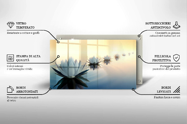 Tagliere in vetro temperato Fiori di giglio sull'acqua