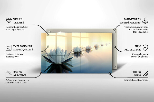 Tagliere in vetro temperato Fiori di giglio sull'acqua