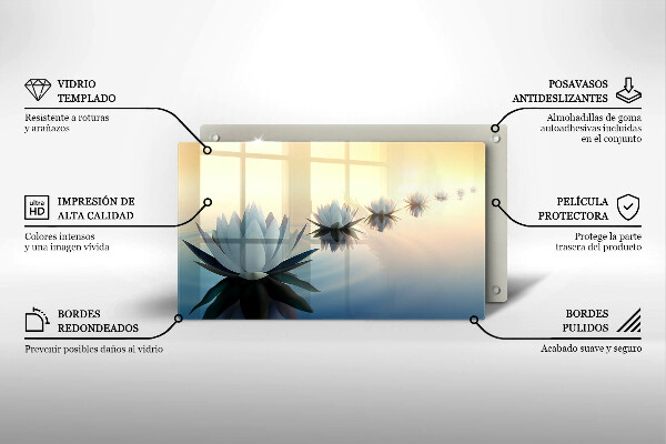 Tagliere in vetro temperato Fiori di giglio sull'acqua