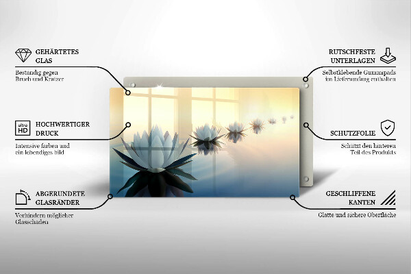 Tagliere in vetro temperato Fiori di giglio sull'acqua