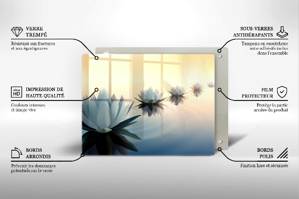 Tagliere in vetro temperato Fiori di giglio sull'acqua