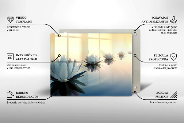 Tagliere in vetro temperato Fiori di giglio sull'acqua