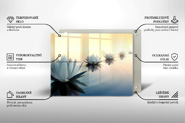 Tagliere in vetro temperato Fiori di giglio sull'acqua