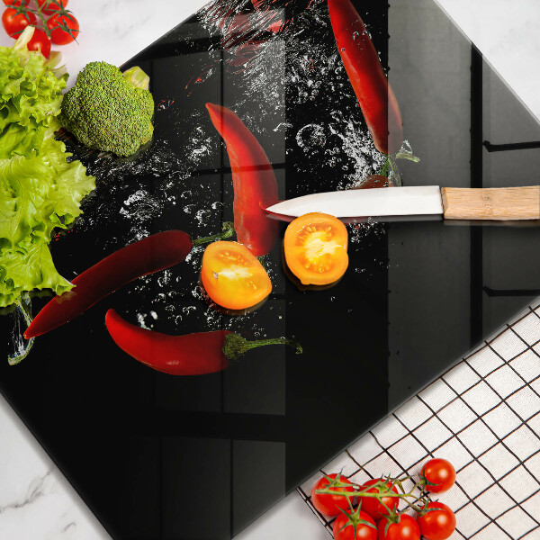 Tagliere in vetro temperato Peperoncini in acqua